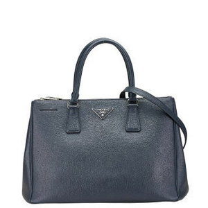 Prada Galleria Large Handbag Navy Blue Leather